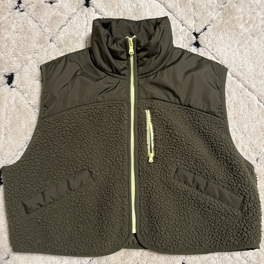 Old Navy Green Sherpa Vest